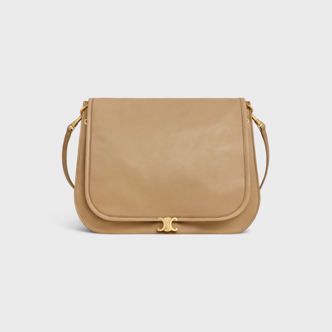 celine soft triomphe besace natural grain leather shoulder bag